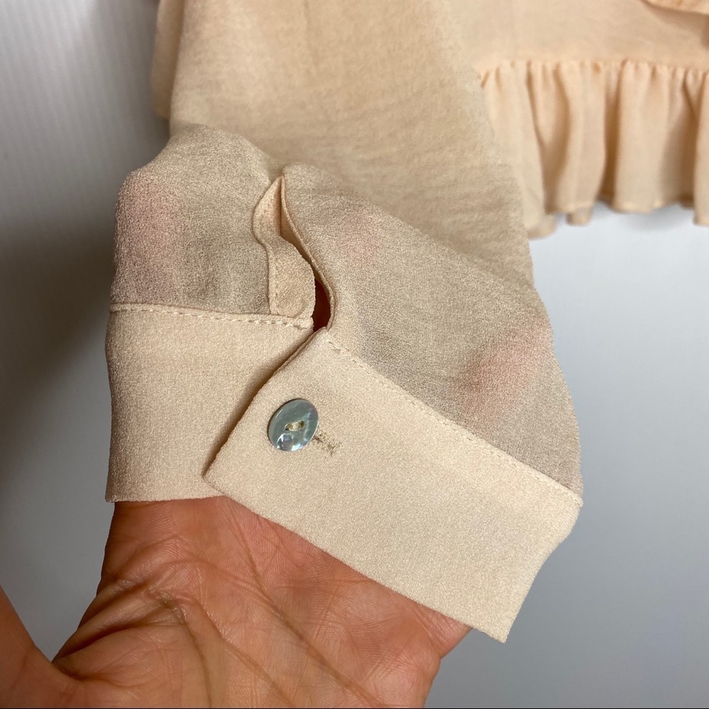Anthro’s - DRA Cream Sheer Ruffled Blouse - Size S - Picture 5 of 8